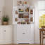 Armoire de coin Farmhouse, armoire de cuisine à 6 niveaux avec 4 tablettes réglables, 2 portes de rangement et huche spacieuse pour la cuisine, le salon, le blanc-872730668