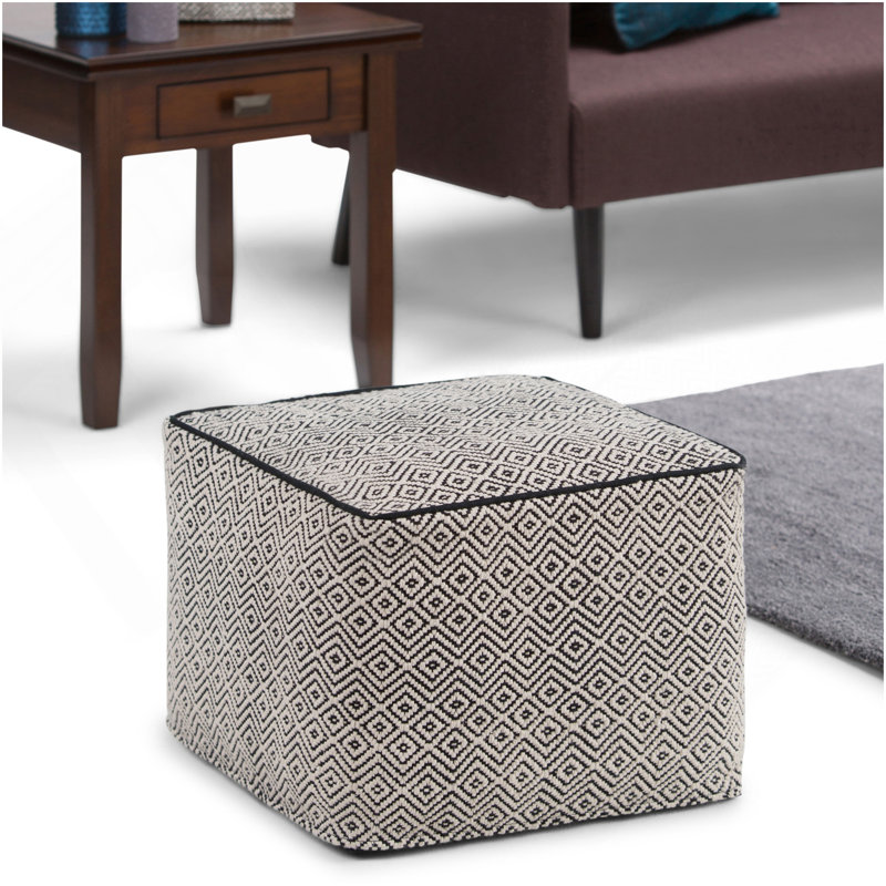 Brynn - Pouf carré - Motif noir / naturel