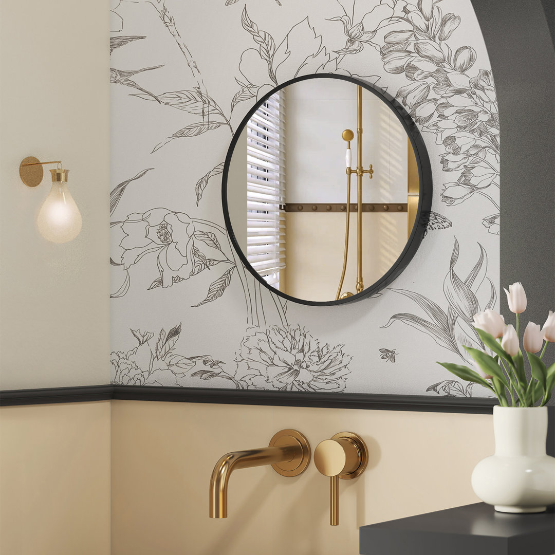 Round Mirror, 61 Cm Bathroom Mirror For Wall, Metal Frame, Easy To Install, Modern Wall Mirror For Bathroom, Living Room, Bedroom, Entryway, Hallway,