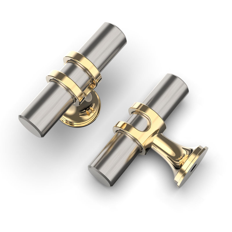 Paquet de 10 boutons d'armoire de cuisine en nickel satiné et doré avec quincaillerie d'armoire pour tiroirs de commode