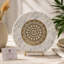 Plateau tournant en marbre blanc avec motif mandala doré, 12 po