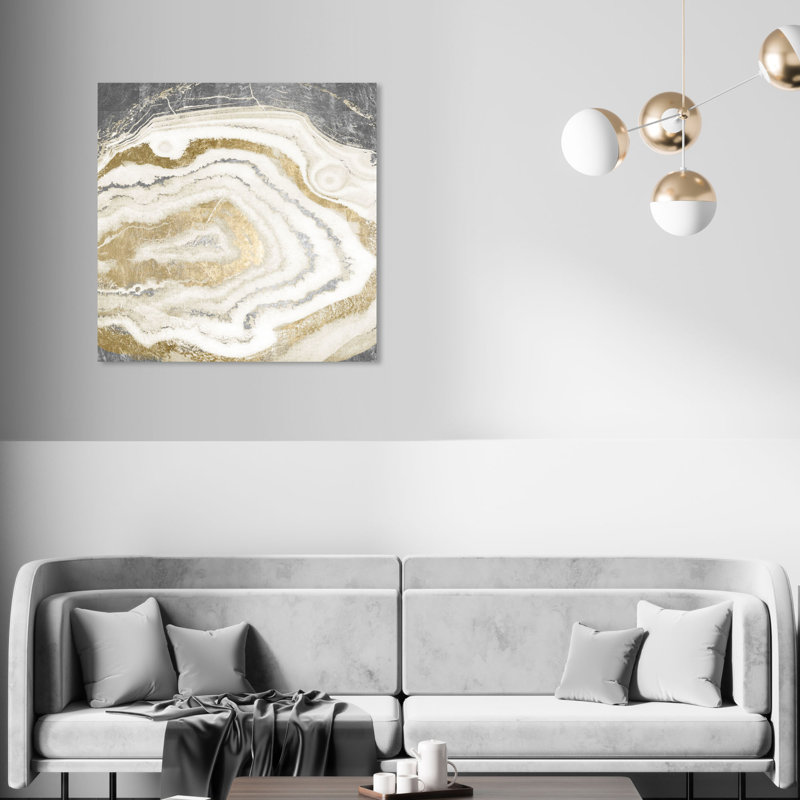 «Abstract Silver Gold Agate Geode Crystals», reproduction d'art graphique sur toile, H 30 po x l 30 po x P 1,5 po
