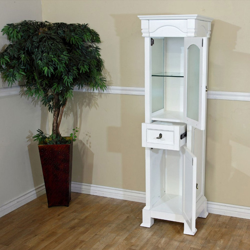 Skyview Solid Wood Linen Cabinet, White