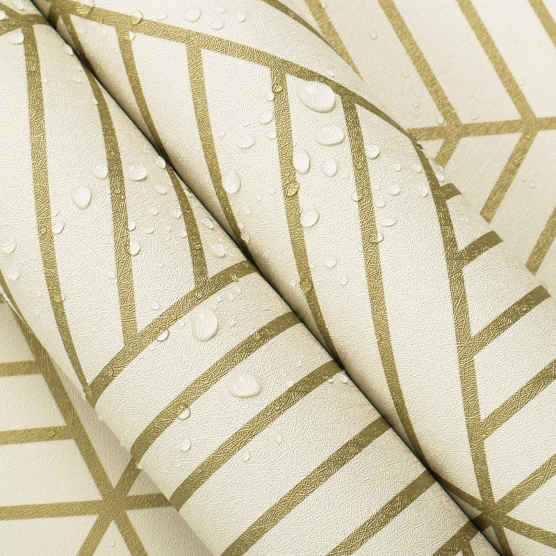 Papier peint adhésif blanc et doré à motif géométrique hexagonal amovible