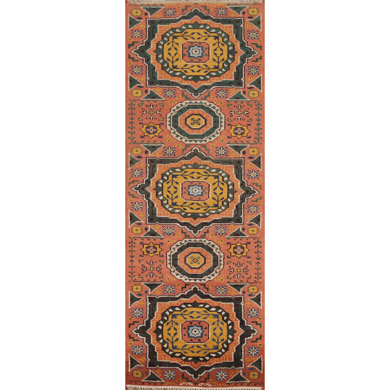 Tapis de couloir géométrique en laine 3x8