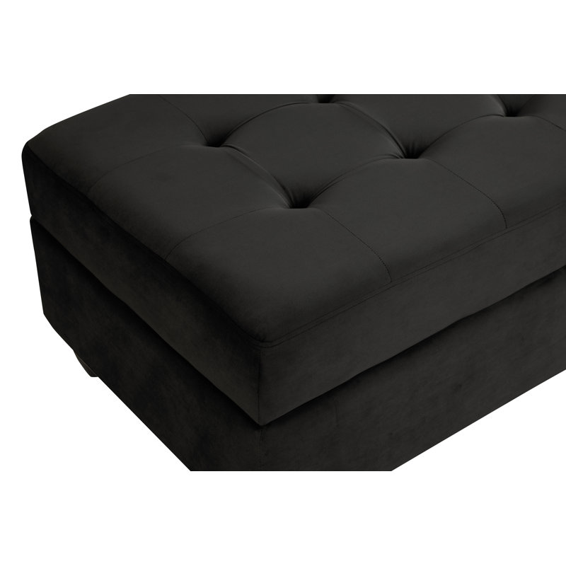 Therir Velvet Ottoman, Black Velvet
