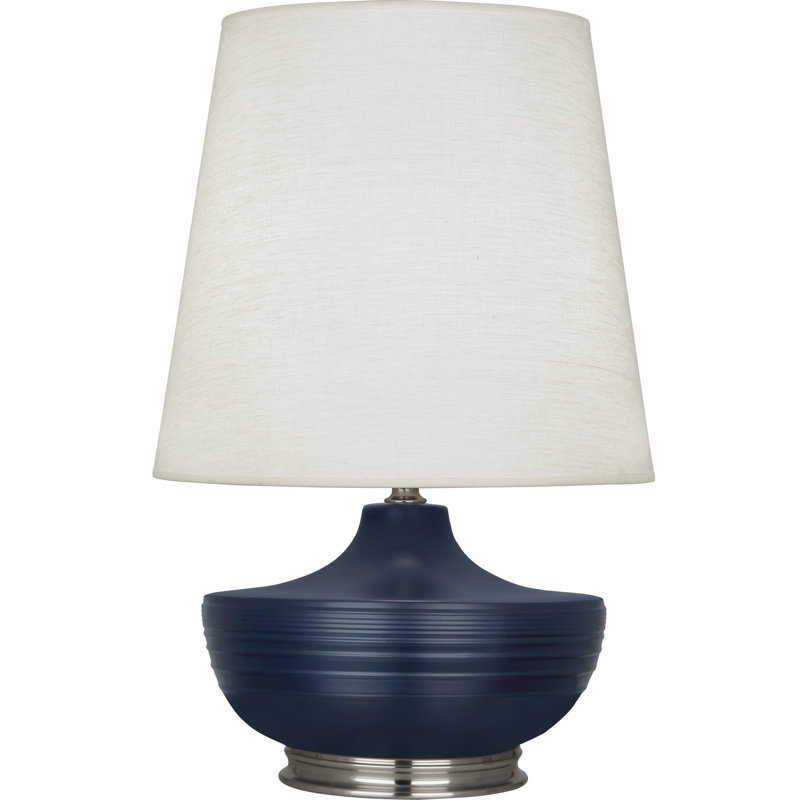 Nolan Table Lamp, Antique Nickel Base/Navy Shade