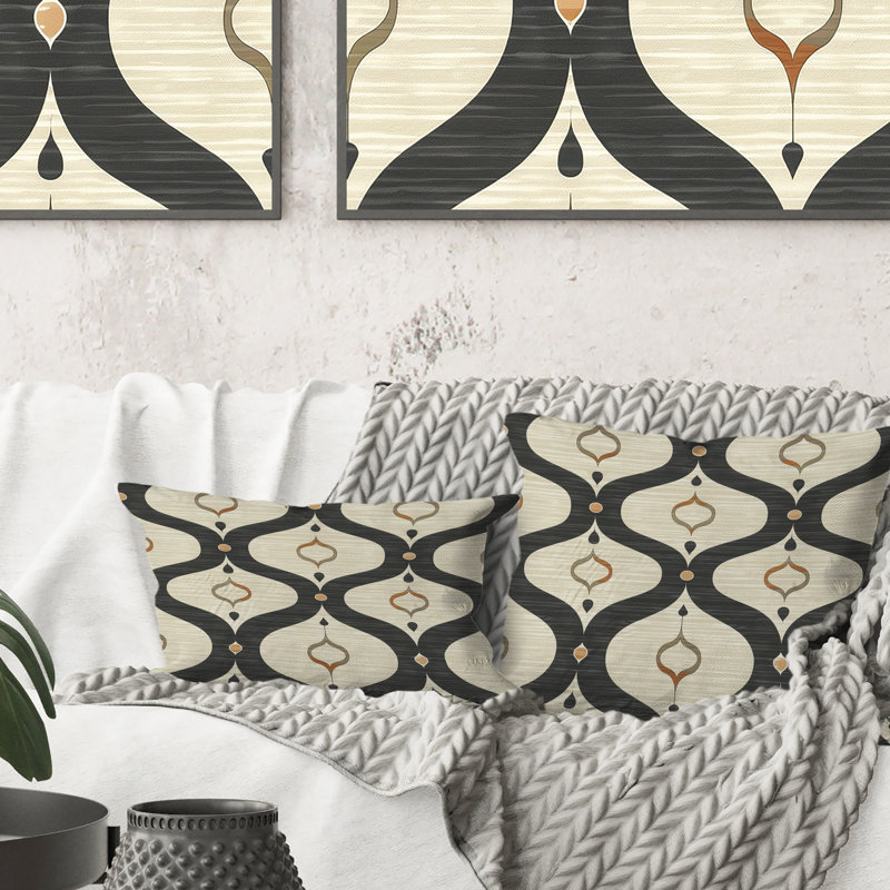 Coussin décoratif beige Mid-Century Quatrfoil I - Mid-Century, H 16 po x l 16 po