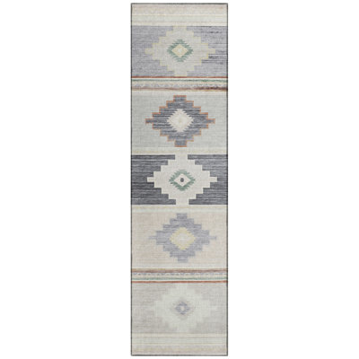 Tapis ivoire / gris / blanc en polyester tissé à la machine Jesseca