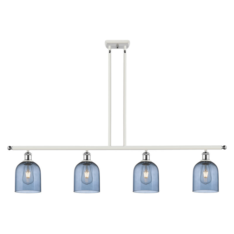 Odaniel 4 - Light Kitchen Island Pendant, Princess Blue, White Polished Chrome