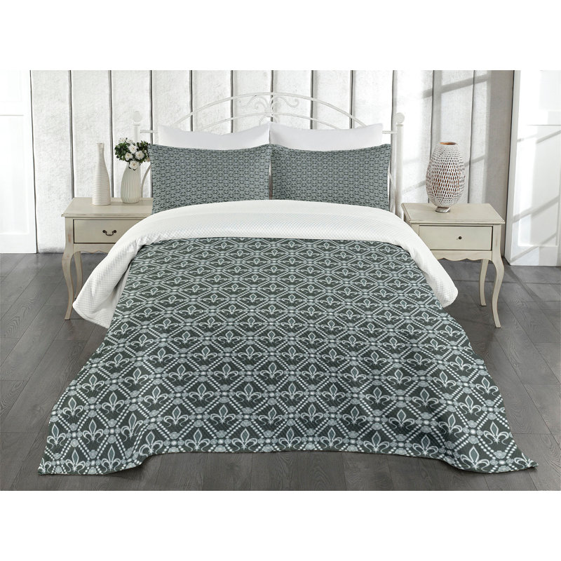Ambensonne Fleur De Set Rectangle Sage Green, Queen Coverlet/Bedspread + 2 Pillow Shams
