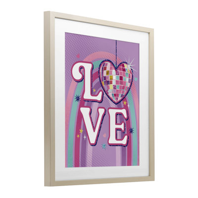 Love Disco Heart Rainbow Framed Print Under Glass, design by Courtney Morgenstern