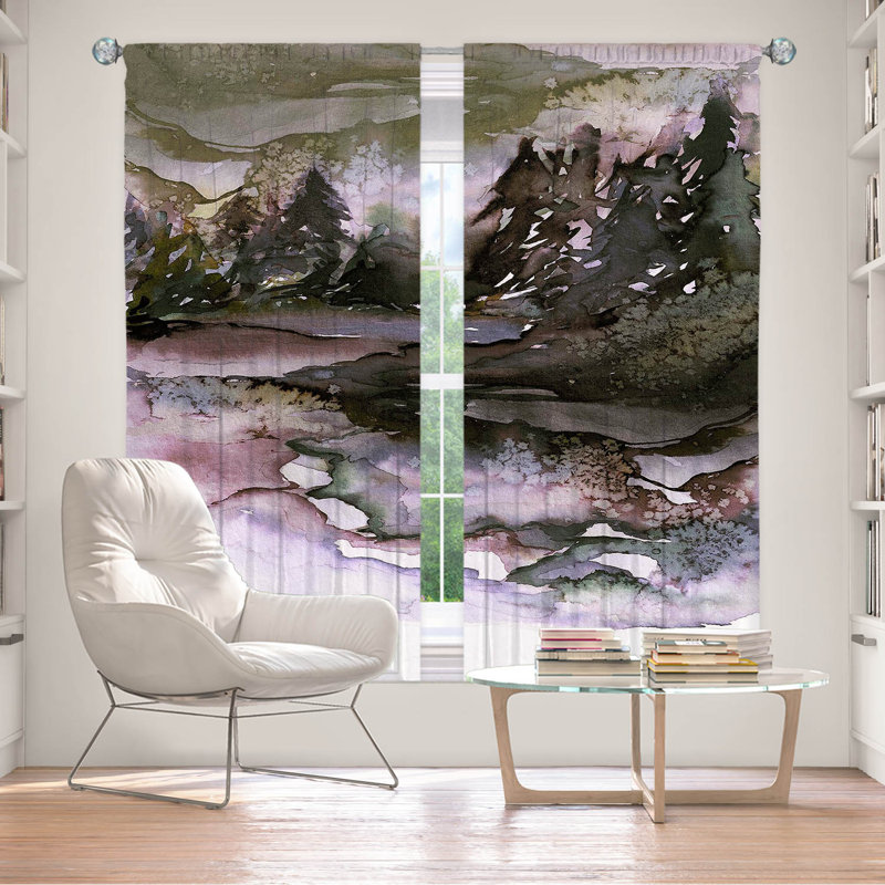 Room Darkening Curtain Pair, 40" W x 61" L, Green/Gray