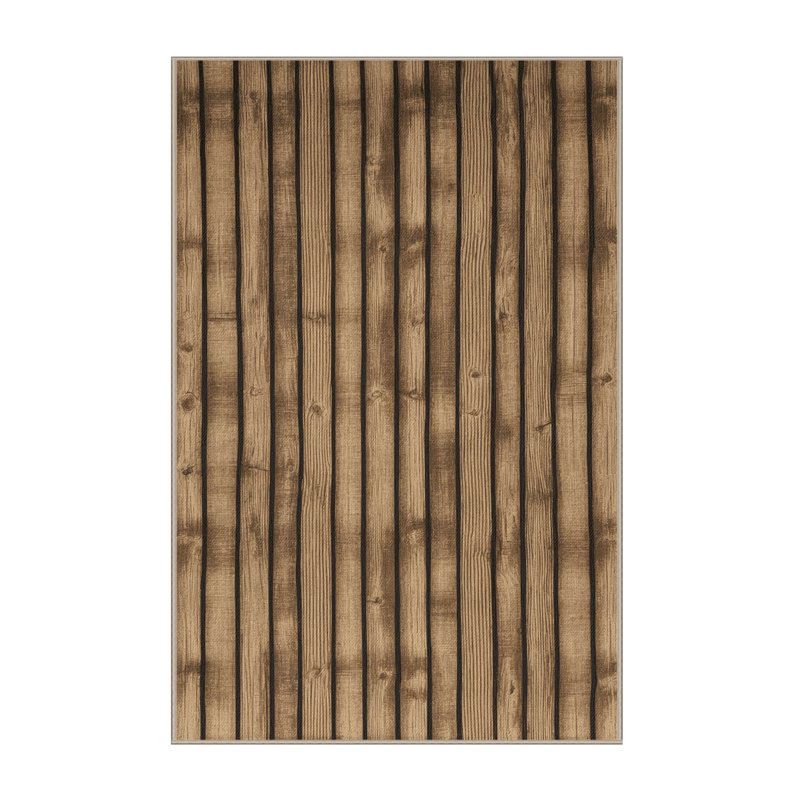 Washable Split Rail Fence Farm Area Rug, Rectangle 6' x 9'