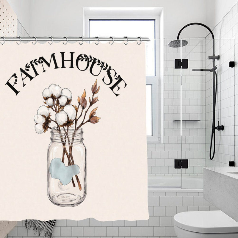 Rideaux de douche en pot Farmhouse, 71 x 71, Pot en coton crème Farmhouse