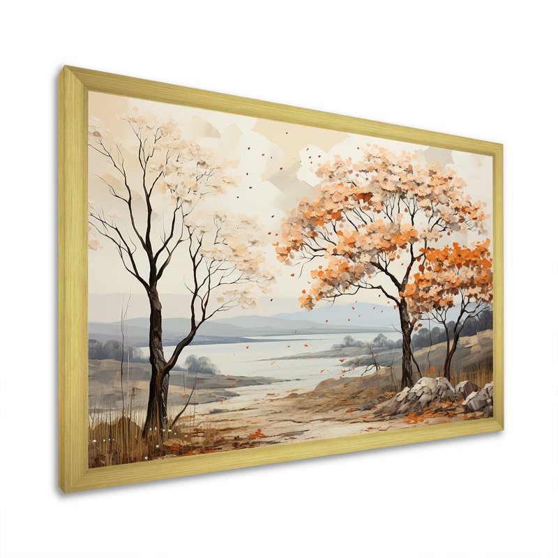 «Mute Tone Maple Trees Collage I», reproduction sur toile, H 12 po x l 20 po x P 1 po, Cadre photo doré simple