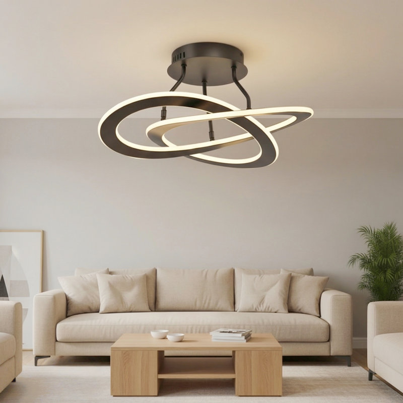 Plafonnier semi-encastré à intensité variable à 2 lumières DEL intégré 19,69 po Concord, Marron foncé