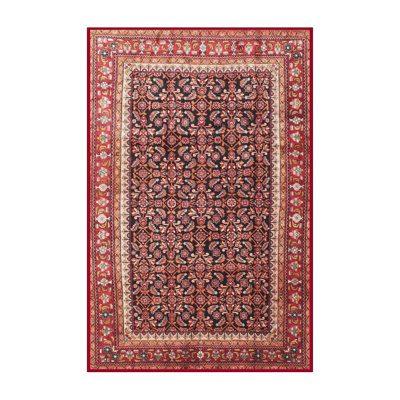 Tapis rouge/noir/orange traditionnel Nalle