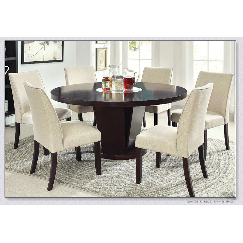 Ensemble de 2 chaises en tissu ivoire classique classique avec structure en bois massif espresso et sièges rembourrés