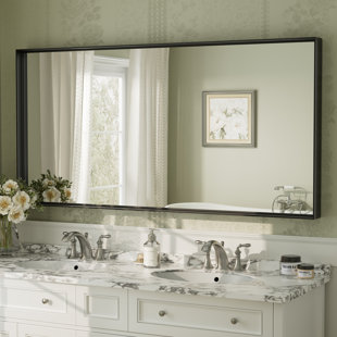 Aevar Tempered Glass and Aluminum Alloy Framed French Cleat Mounted Wall Mirror with 5-Year Warranty
