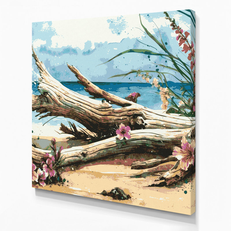 Toile hawaïenne bois flottant beige, 12" H x 12" W