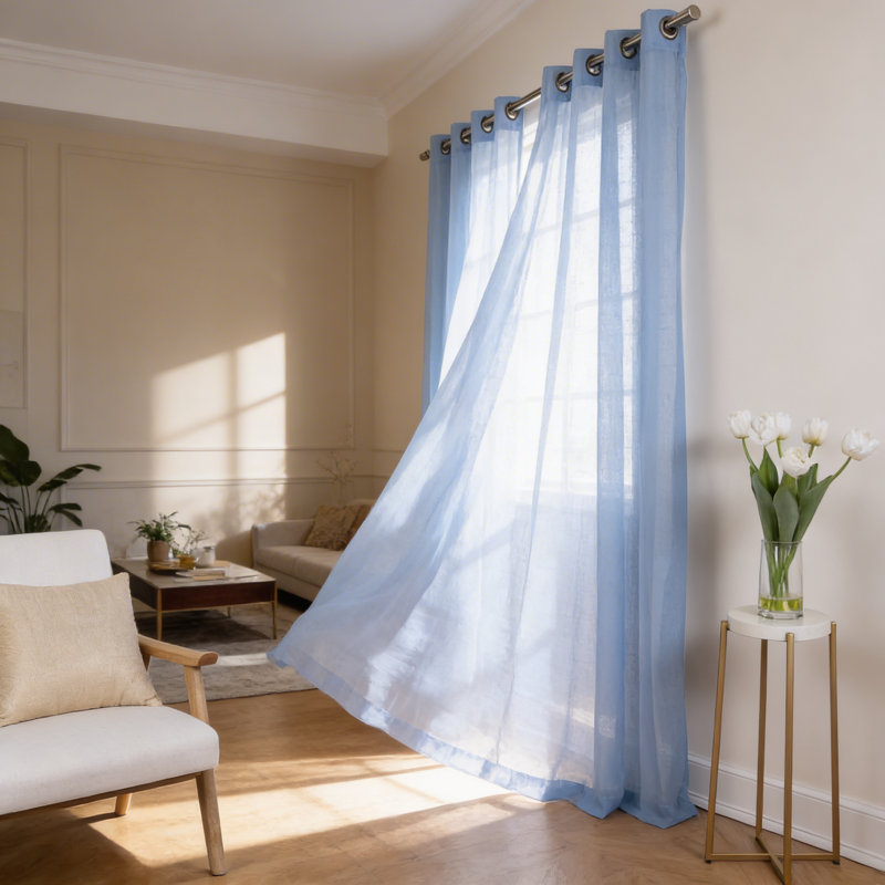 Paire de rideaux semi-transparents avec œillets Taumsauk, L 52 po x L 84 po, Ciel