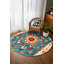Tapis en mélange de coton et polyester à imprimé numérique Larissa Collection - Bleu sarcelle et rouge-1406515587