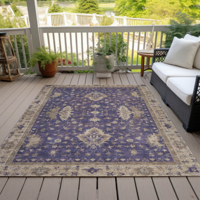 Machine Washable Indoor/Outdoor Xhevrie Purple Rug