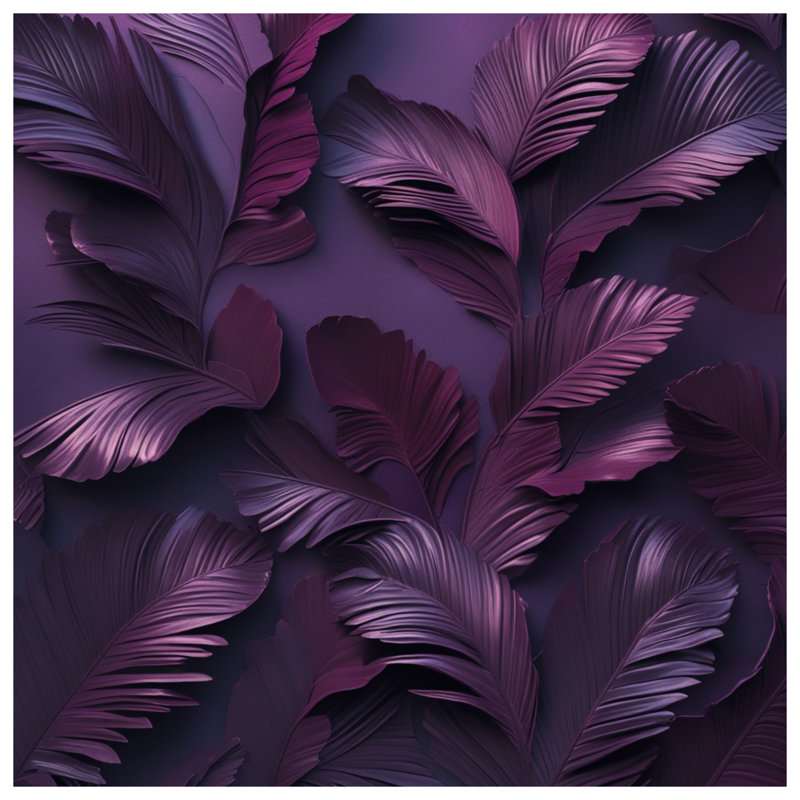 Toile de galerie mauve à motif de feuilles tropicales mauves, 16 po x 20 po