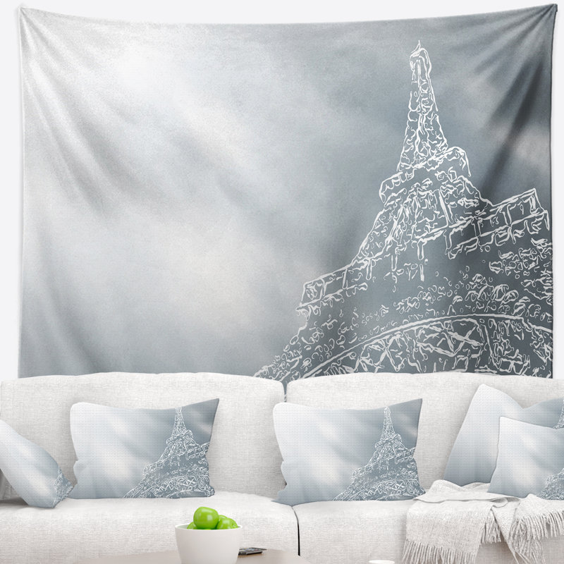 Tapisserie en arrière-plan en tour de polyester paris, avec accessoires suspendus inclus, H 32 po x l 39 po