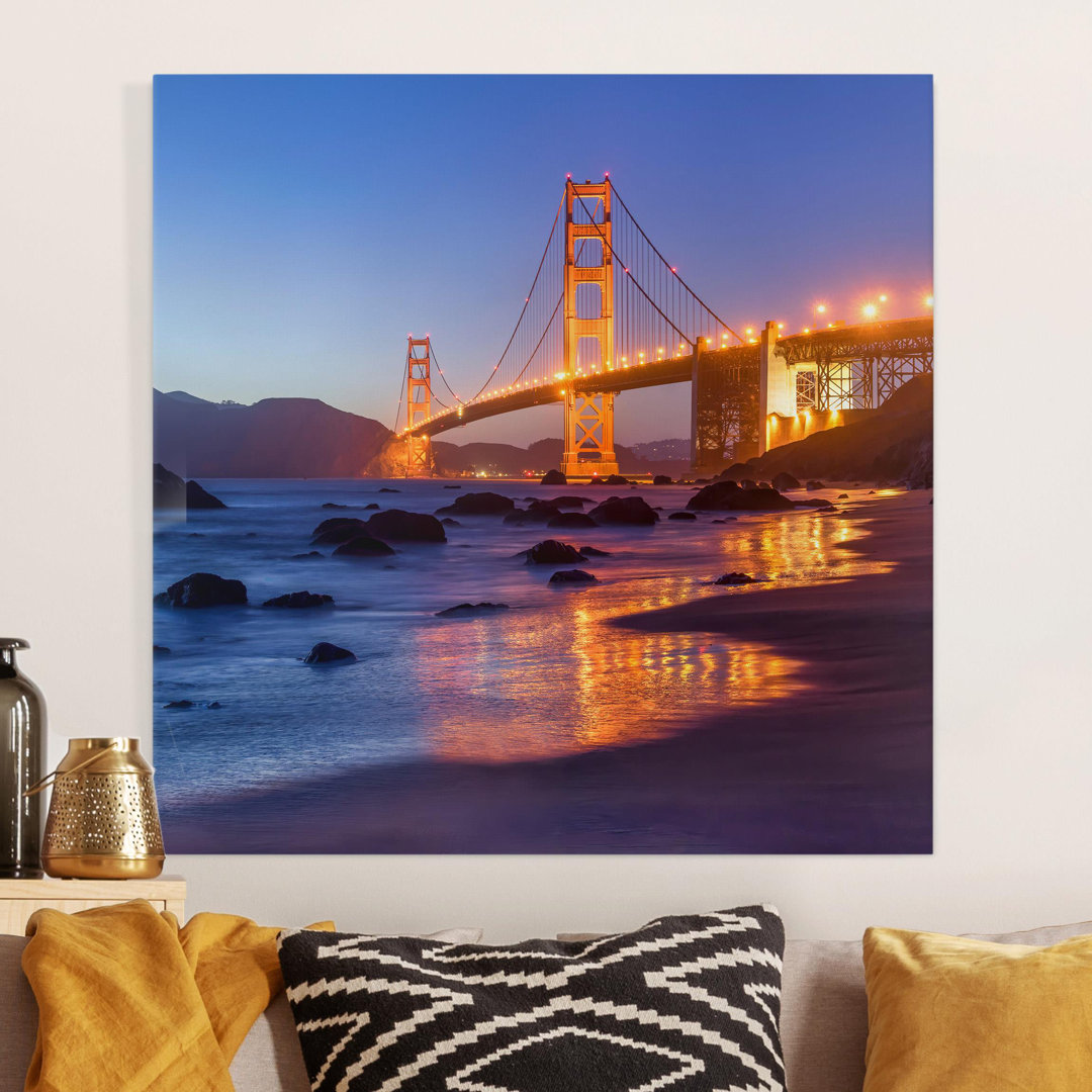 Leinwandbild Golden Gate Bridge am Abend