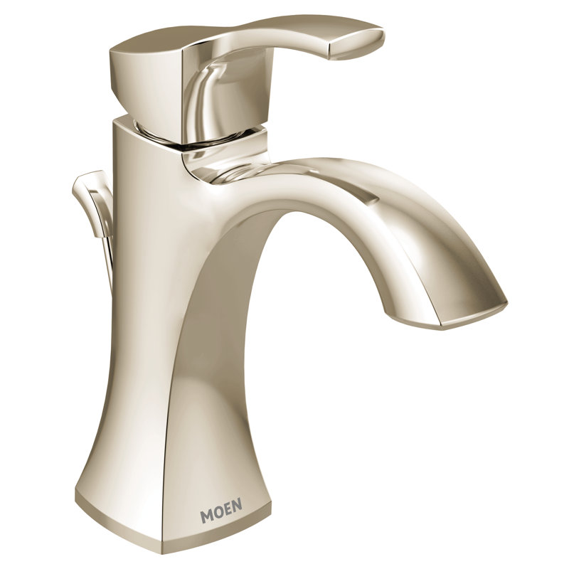 Moen Voss Single Hole Bathroom Faucet with Drain Assembly, Polished Nickel
