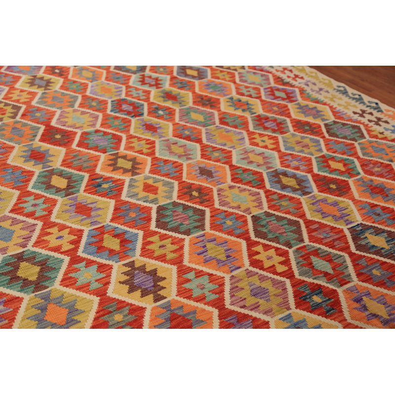 Tapis oriental en laine tissé à plat 9 x 12