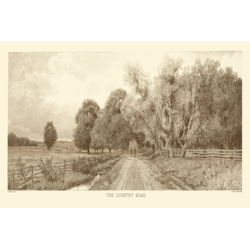 The Country Road Sepia by C. Harry Eaton - Wrapped Canvas Art Prints, 30cm H x 46cm W