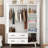 3 Door 71" Armoire Wardrobe With LED Lights, Hanging Rod, Drawers, And Shelves-2139363015