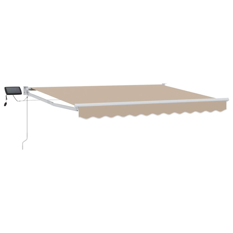 VidaXL Polyester Cover Retractable Patio Awning, 350cm W x 200cm D, Beige/White