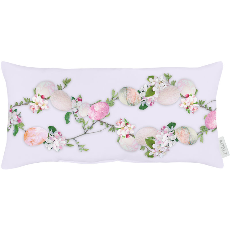 Happy Easter Floral Rectangular Cushion, White/Pink/Green