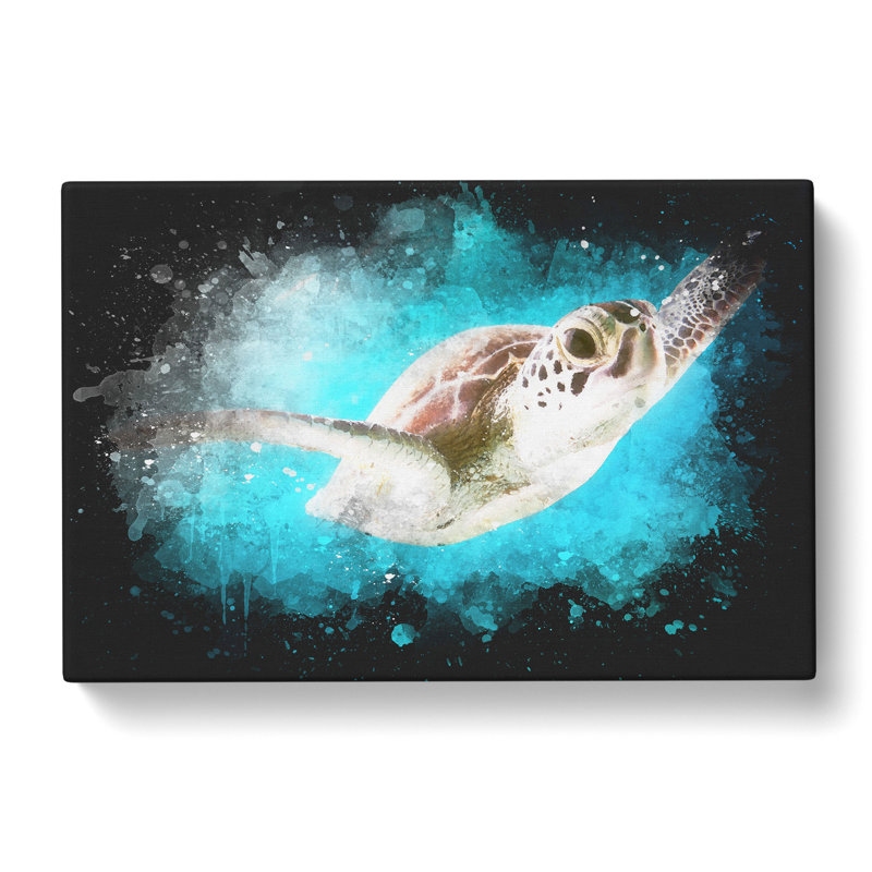 Green Turtle - Wrapped Canvas Painting, 30cm H x 45cm W x 4cm D