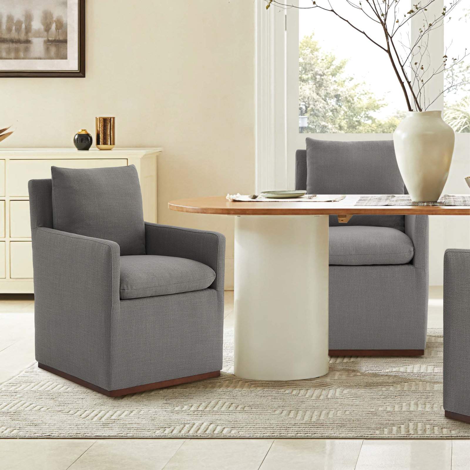Bobbi Dining Armchair, Effie Flint Performance Linen