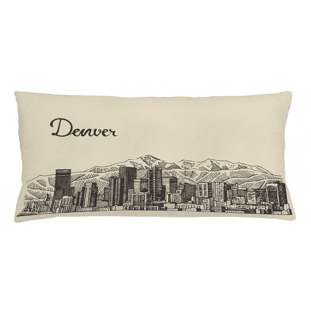 Kissenbezug, Denver City Skyline Sketch, Colorado, Beige Dunkelbraun