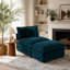 Canapé d'angle modulaire Allure, bleu sans accoudoirs, 1 place avec pouf, chenille pour salon