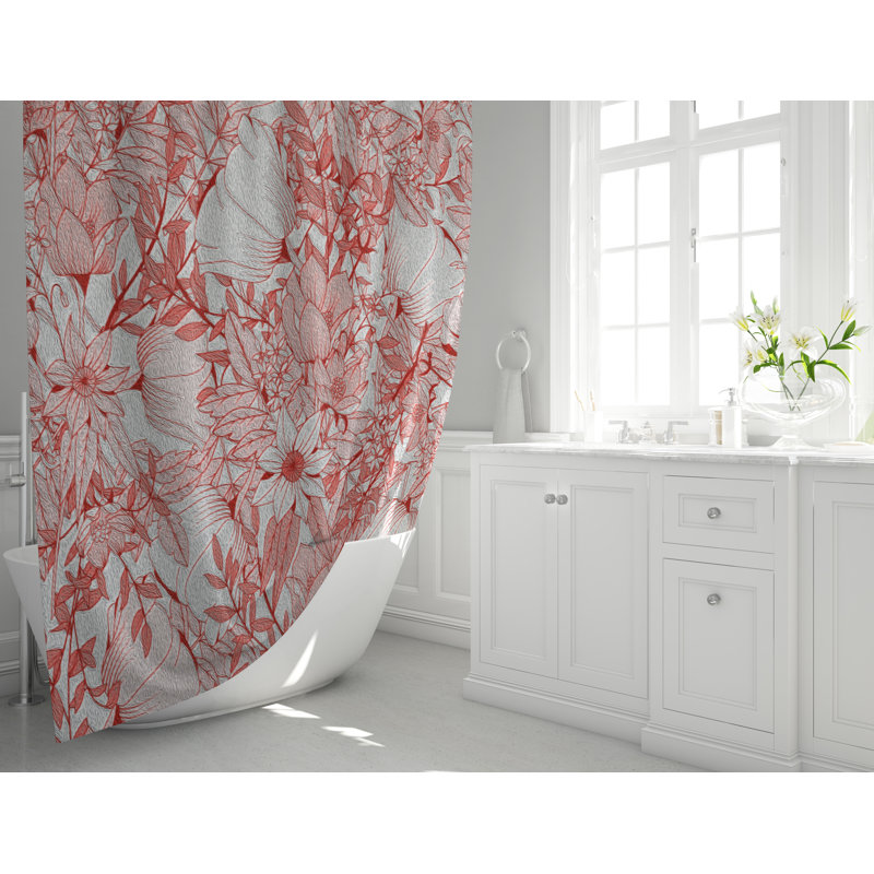 Rideau de douche simple à motif floral, H 93 po x l 70 po