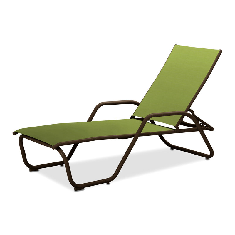 Outdoor Rust-Resistant Metal Chaise Lounge, Lime 38D Sunbrella®, Textured Kona