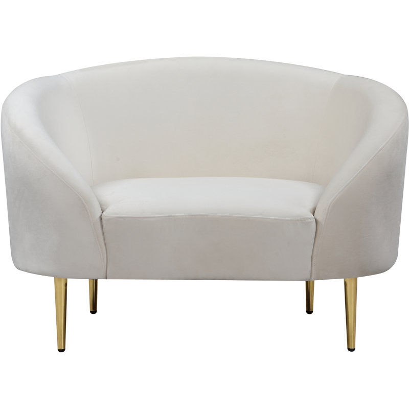 Shurtz Velvet Barrel Chair, Cream Velvet