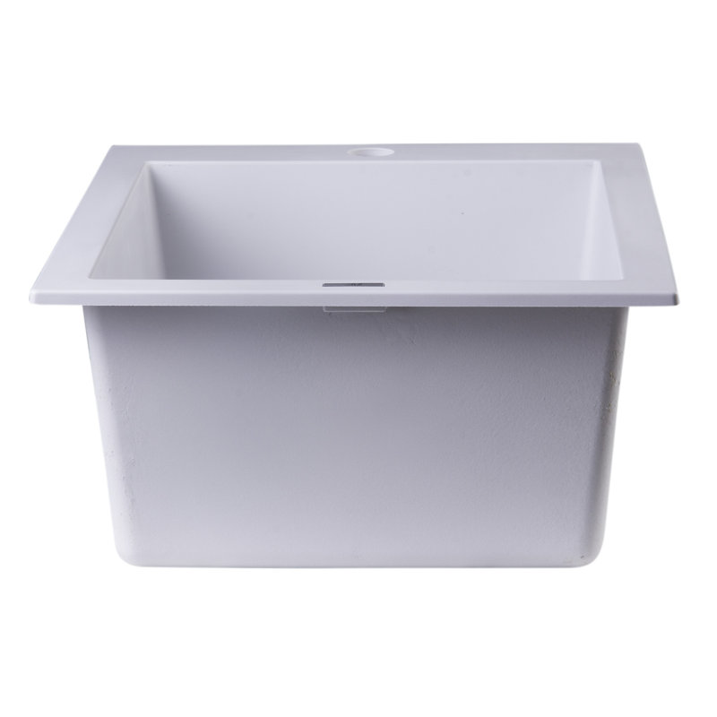 19.88'' L Single Bowl Granite Kitchen Sink, White