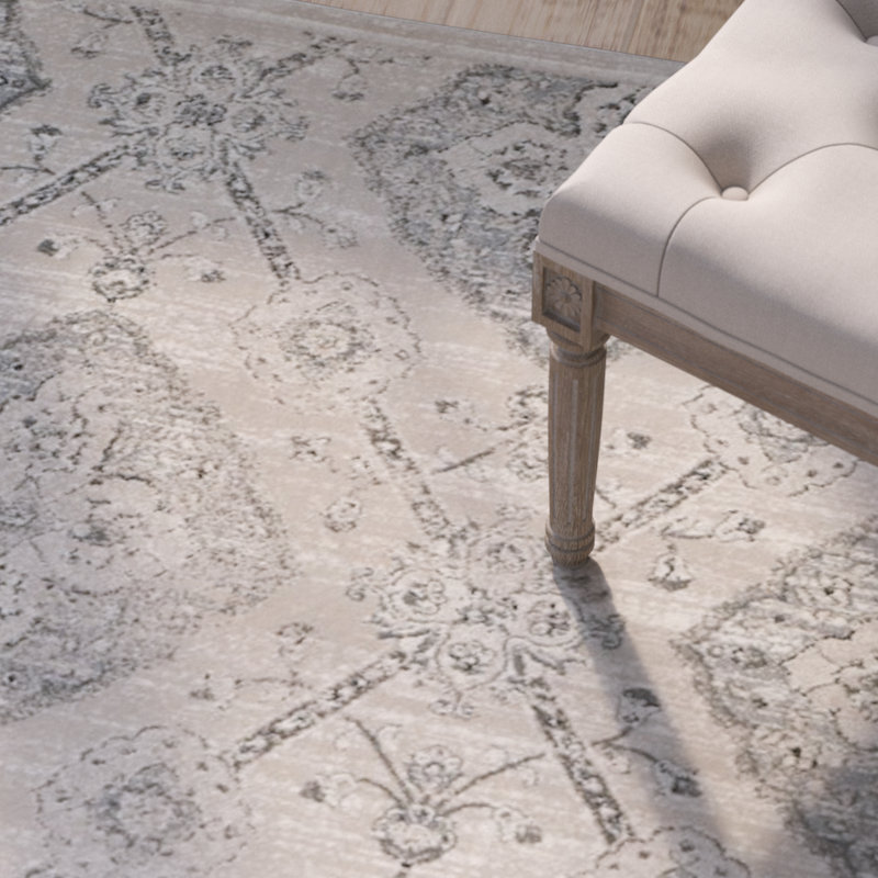 Tapis taupe / bleu clair Joana, Rectangle 5 pi 1 po x 7 pi 6 po