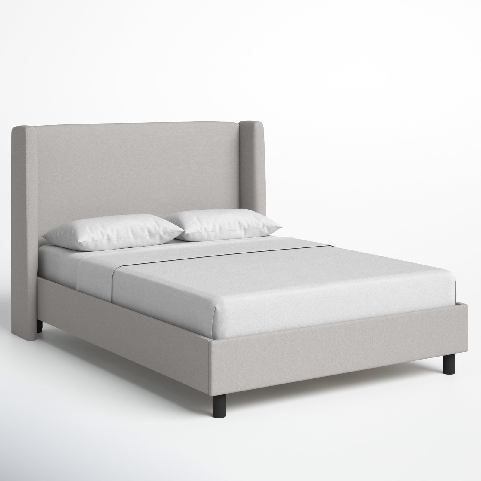 Tilly Linen Upholstered Wingback Bed, Classic Grey Linen, King