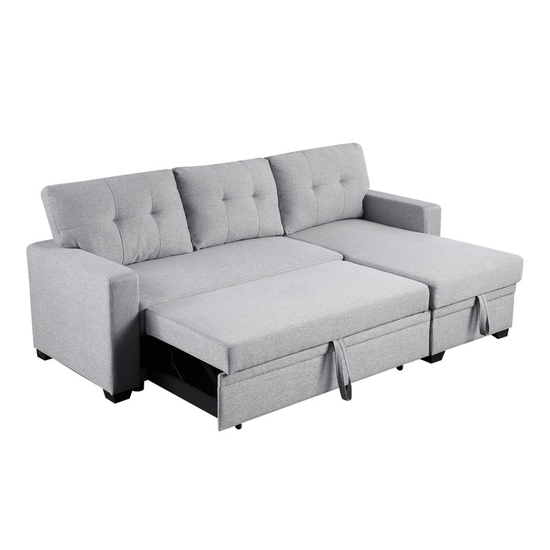 Canapé modulaire rembourré avec méridienne, Gris clair
