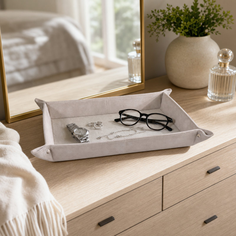 Plateau moderne pour repose-pieds rectangulaire en suède pour table basse Modern