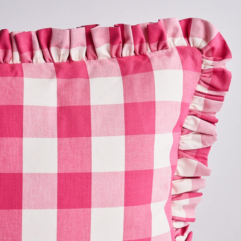 Coussin en coton Camden, Magenta/Blanc, 14 po x 22 po